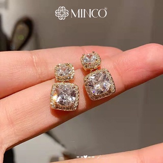 Bông Tai Nữ Minco Accessories Khuyên Hình Vuông Đính Đá Phong Cách Thời Trang Hàn Quốc BT112