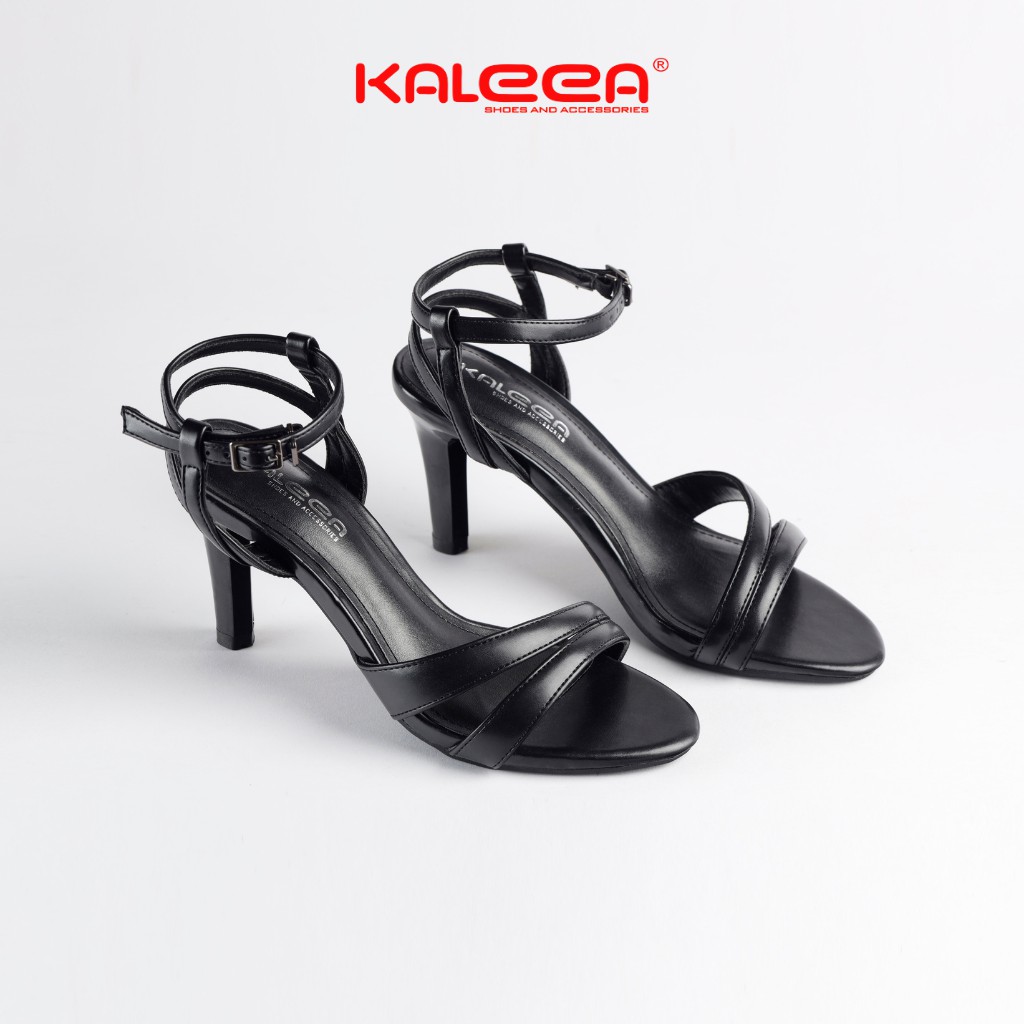 Giày Sandal Cao Gót Nữ KALEEA UK1901 - Quai Mảnh Gót Nhọn 6p Mũi Nhọn Da Simili Mờ Hở Gót