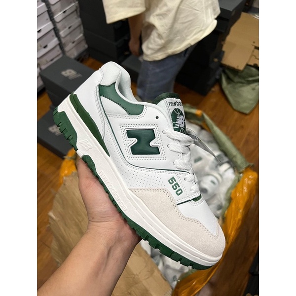 Thanh lý lẻ size - Giày thể thao Sneaker NB 550 white green xanh trắng bản SC cao cấp nam nữ