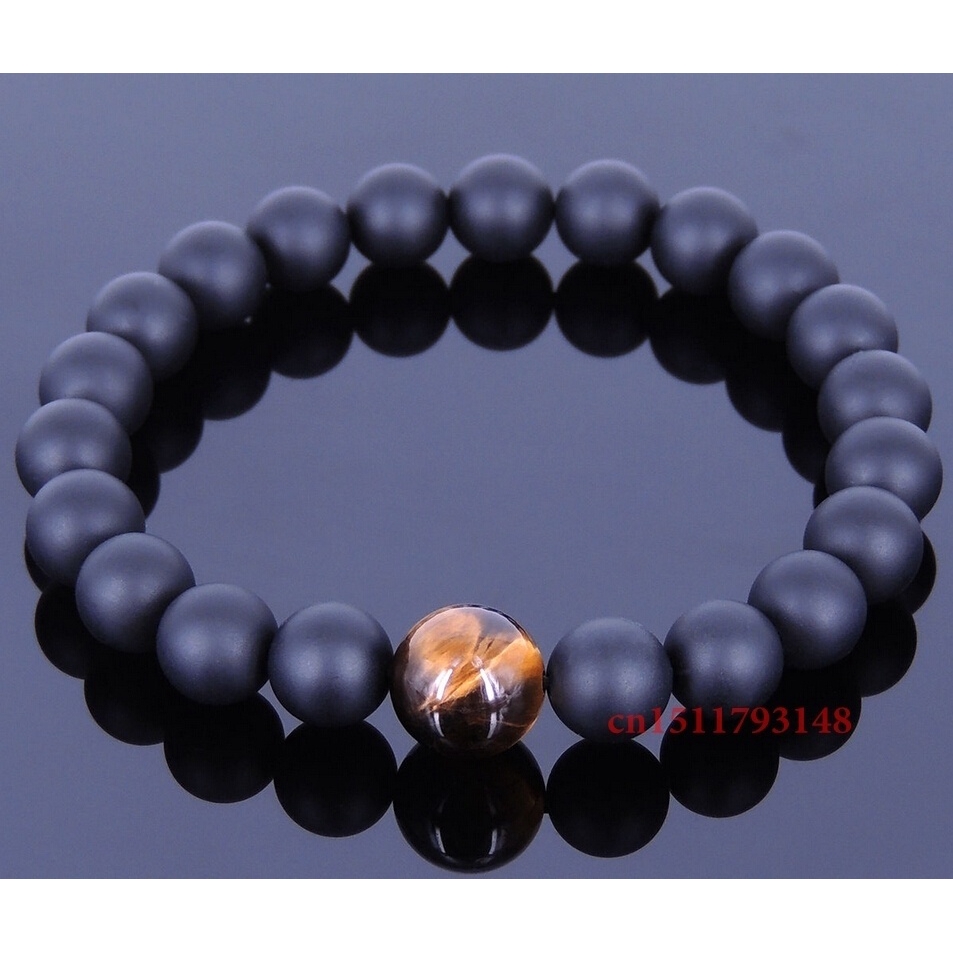 Vòng Tay Chuỗi Hạt Onyx Mắt Hổ Màu Đen Thời Trang Cho Nam Và Nữ