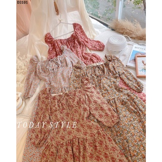 Đầm maxi hoa dài tay sang trọng Today Style vải mềm mịn D3101