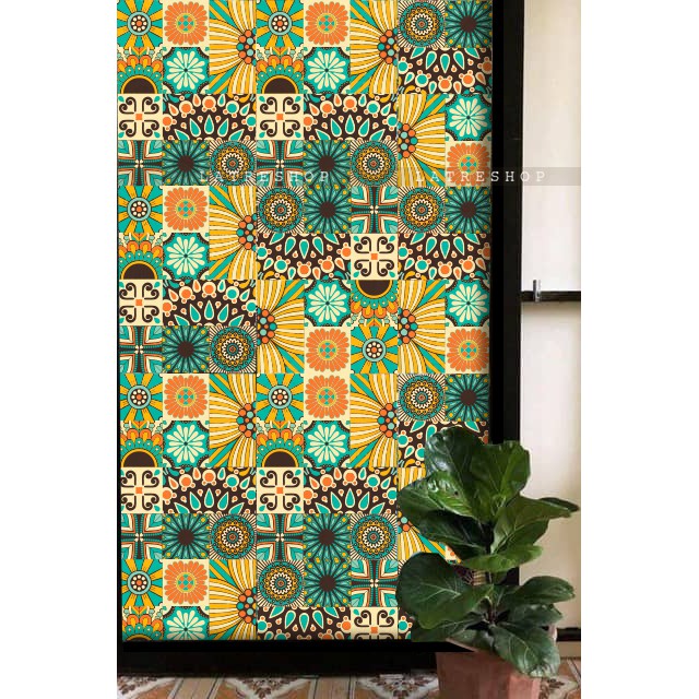 Miếng decal dán bếp dán tường nhà tắm decor chịu nhiệt dễ lau chùi đề can loại 1 - India 45x60cm