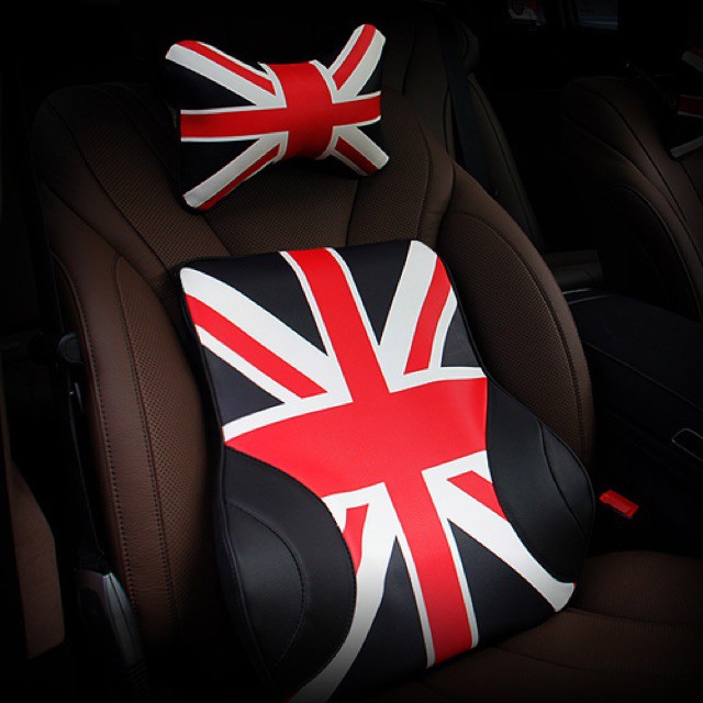 2 gối tựa đầu xe hơi họa tiết hình lá cờ Anh