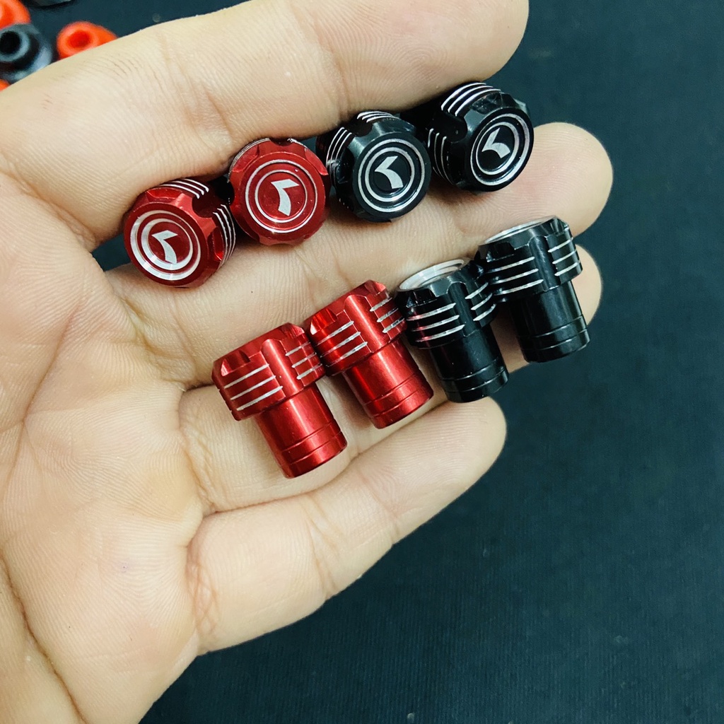 (CHÚ Ý) COMBO bộ van vòi xe máy cao cấp NHÔM CNC kèm 02 miếng tán VAN VÒI và 02 miếng cao su van vòi xe máy siêu chất