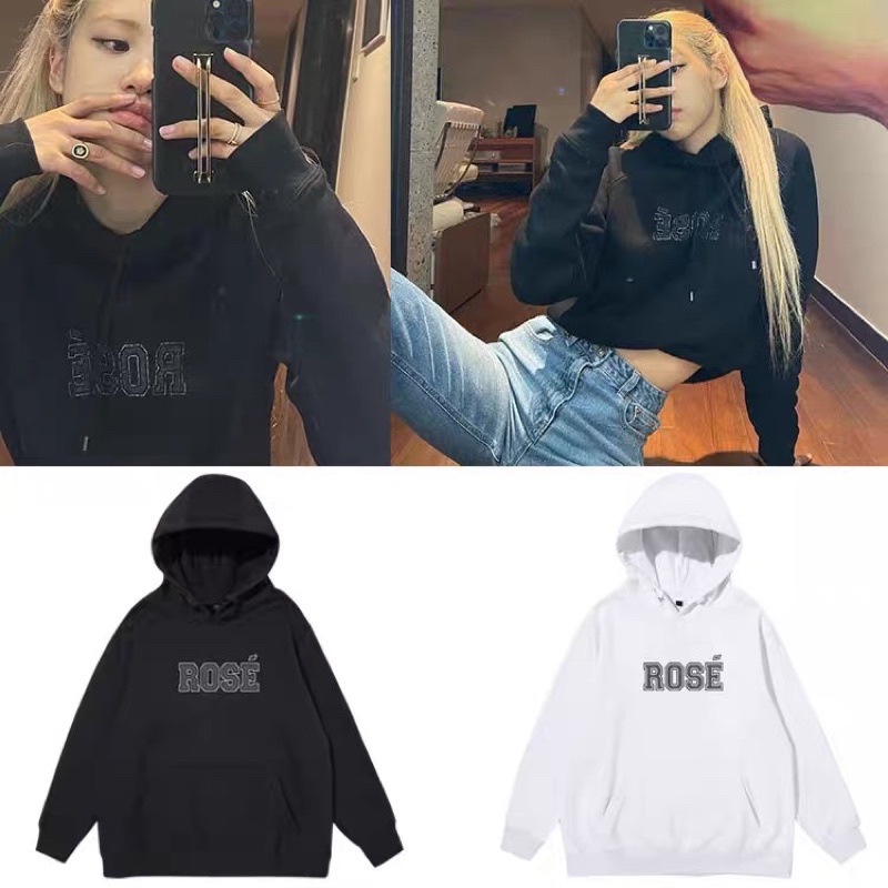 Áo hoodie in chữ Rosé Blackpink