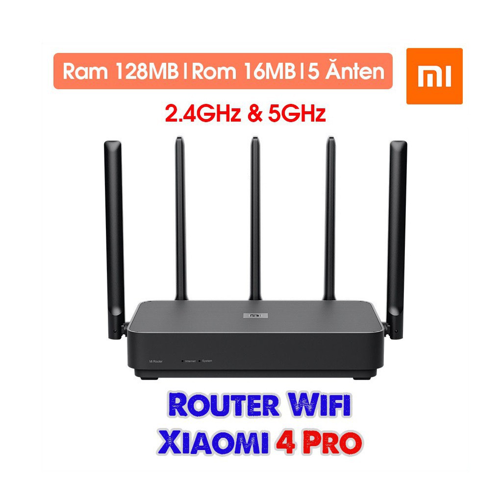 Bộ phát wifi xiaomi 4 pro, 5 râu, ram 128MB, rom 16MB - Hàng chính hãng Xiaomi - Bảo hành 12 tháng
