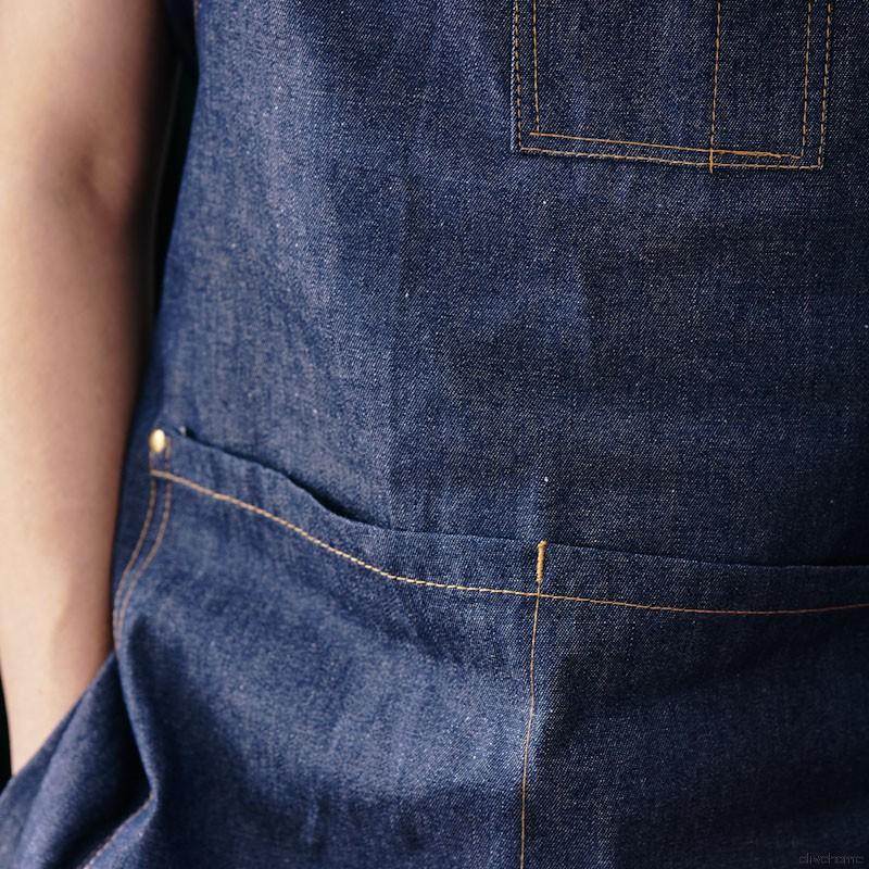 Tạp Dề Vải Denim Thiết Kế Có Túi Thời Trang Unisex