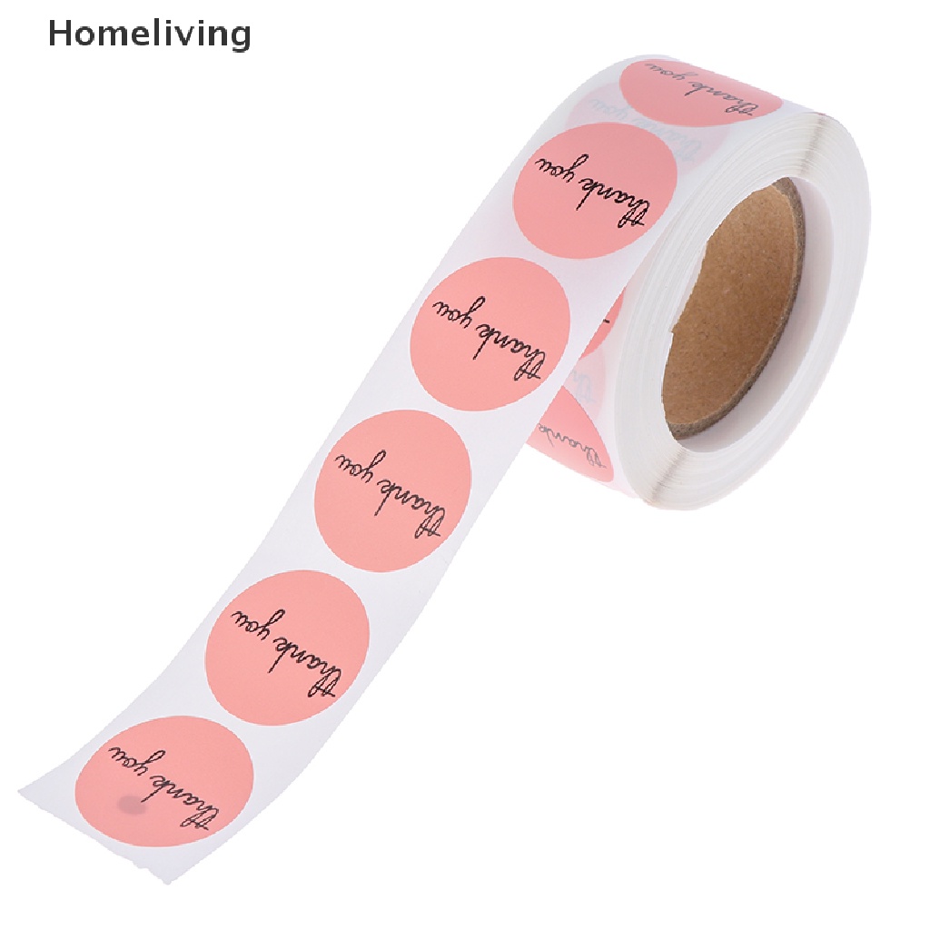 Cuộn 500 Sticker Thank You 1inch Màu Hồng Dùng Để Trang Trí Tiệc