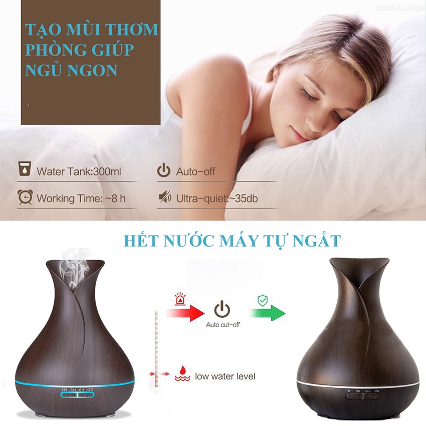 Máy Xông Tinh Dầu Phun Sương Tạo Ẩm Tuy Lip Nga My Dung Tích 550ml Tặng Điều Khiển Giúp Thơm Phòng Tự Ngắt Khi Hết Nước