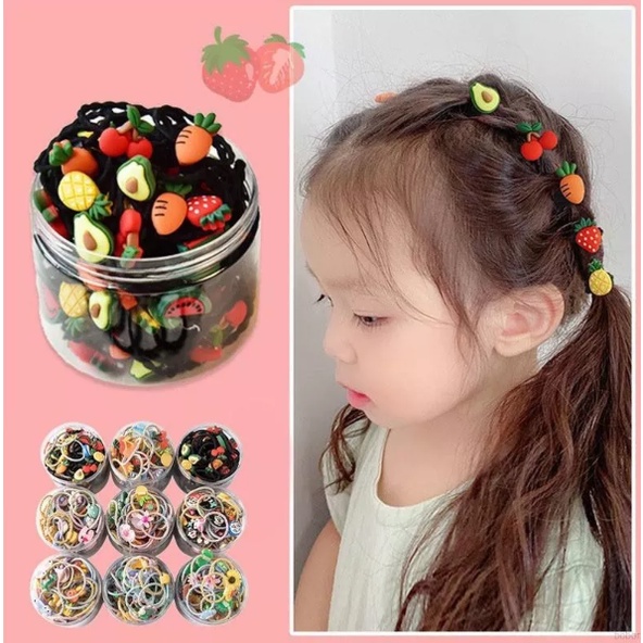Hộp 30 dây buộc tóc nhiều hình siêu CUTE cho bé