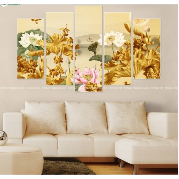 Set 5 Bức Tranh Tráng Gương Chim Công Phú Quý Tặng Kèm Đinh Treo Tường/ Tranh Phòng Khách/ Quà Tặng