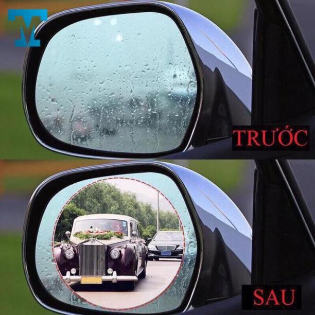 Bộ 2 miếng dán gương chiếu hậu ô tô xe máy chống nước mờ kính - bộ 4 miếng dán kính chống nước mưa