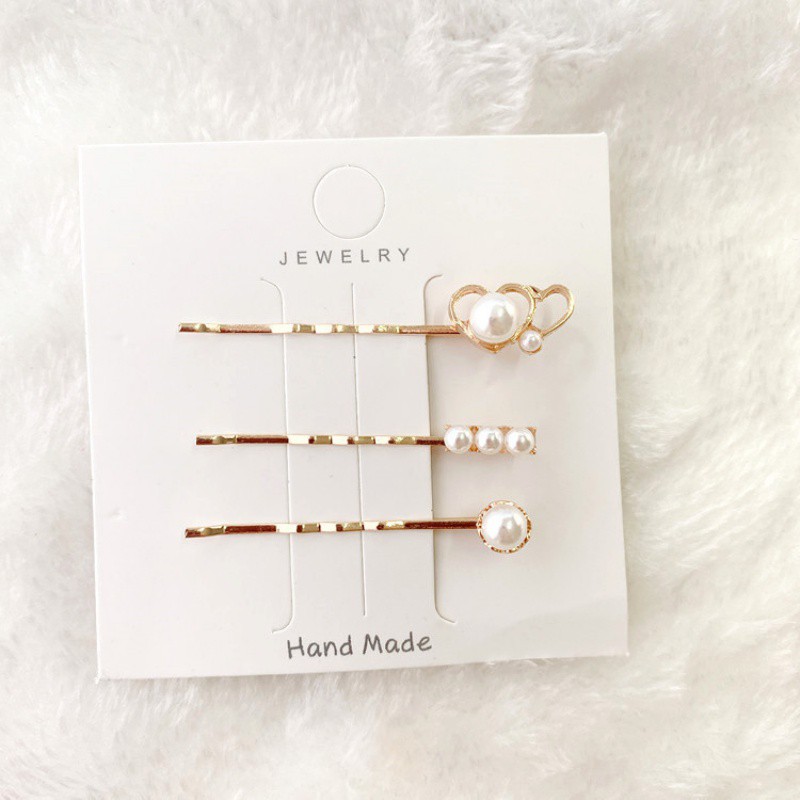 Set 3 kẹp tóc đính hạt ngọc trai nhân tạo tinh tế cho nữ