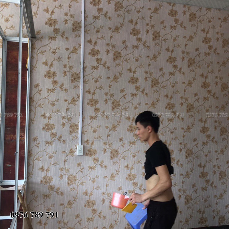 Giấy Dán Tường Vintage Hoa Dây Leo 3D Cho Phòng Ngủ, Phòng Khách, Lụa Không Keo, Khổ 10m x 53 cm, Nhiều Màu Lựa Chọn