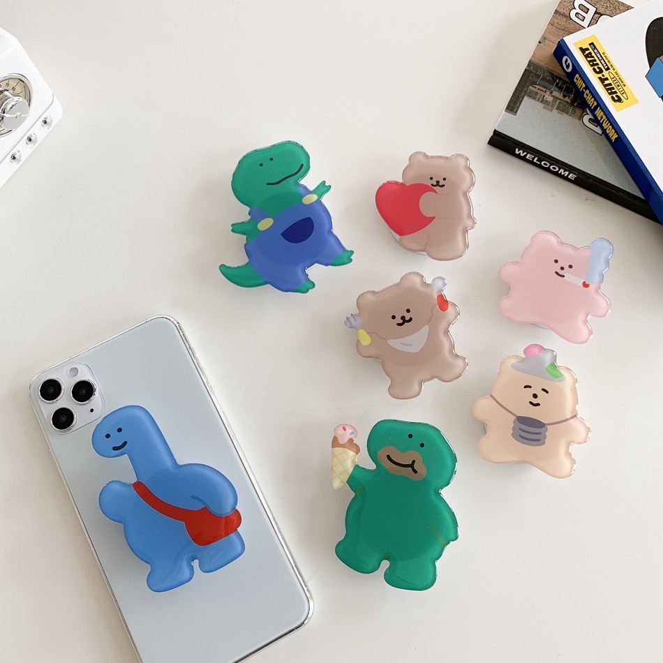 Cute ins funny dinosaur bear Irregular foldable stand holder expanding phone bracket | WebRaoVat - webraovat.net.vn