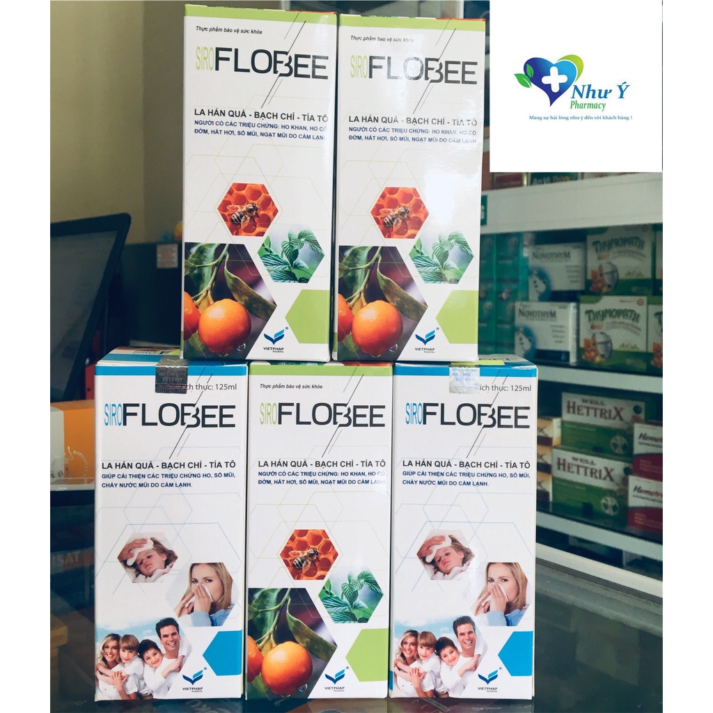 FLOBEE  Siro ho giúp giảm ho gió ho khan sổ mũi cảm lạnh Chai125ml