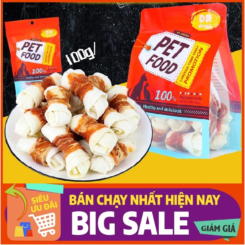 Bánh thưởng cho chó PetFood xương gặm da bò giàu đạm, không chất bảo quản, tuyệt đối an toàn cho sức khỏe thú cưng