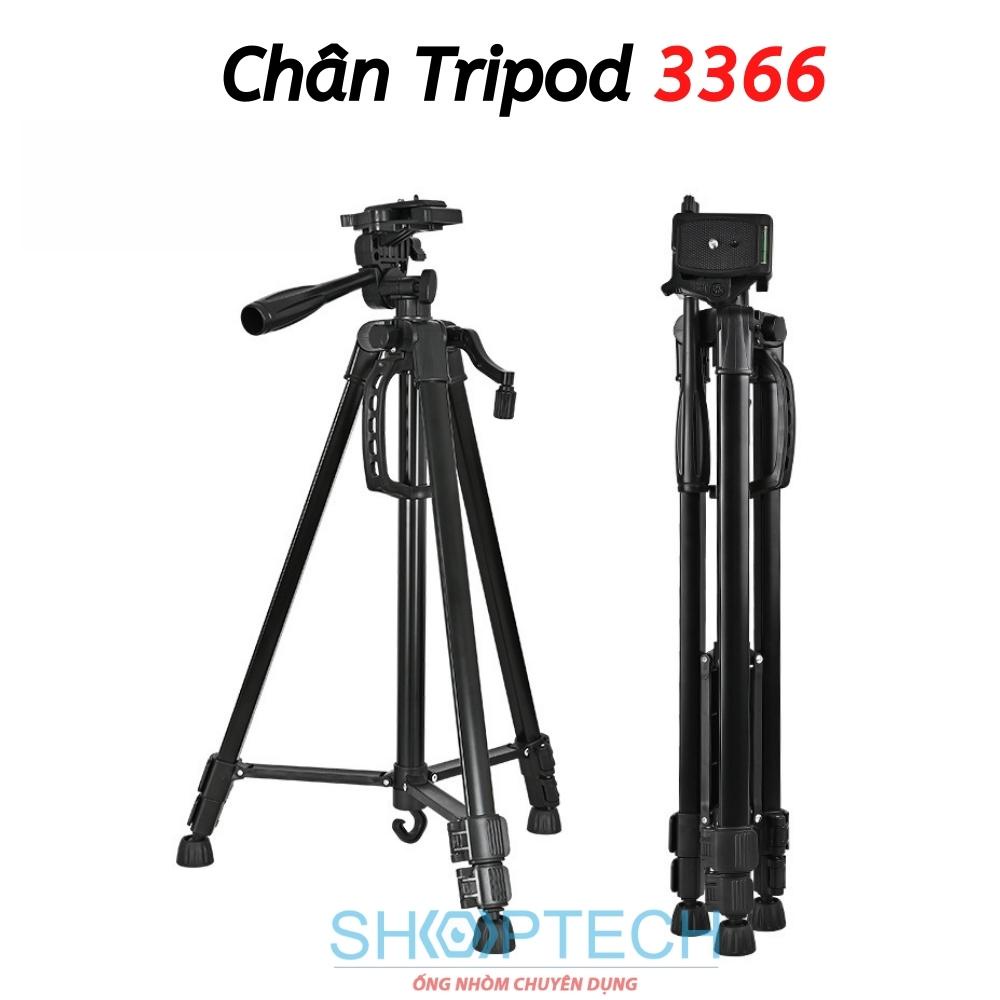 Tripod chân giá đỡ điện thoại máy ảnh 3366, gậy đa năng có tay cầm cao cấp 1,4m - Tặng kèm Đầu kẹp điện thoại
