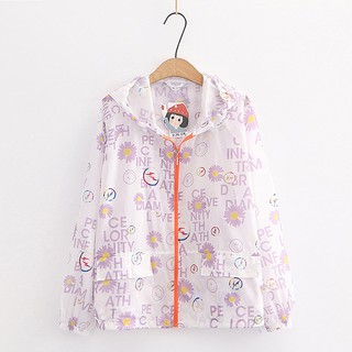 Áo Khoác Dù Đi Biển Mỏng Nhẹ Hình Hoa Cúc AK01