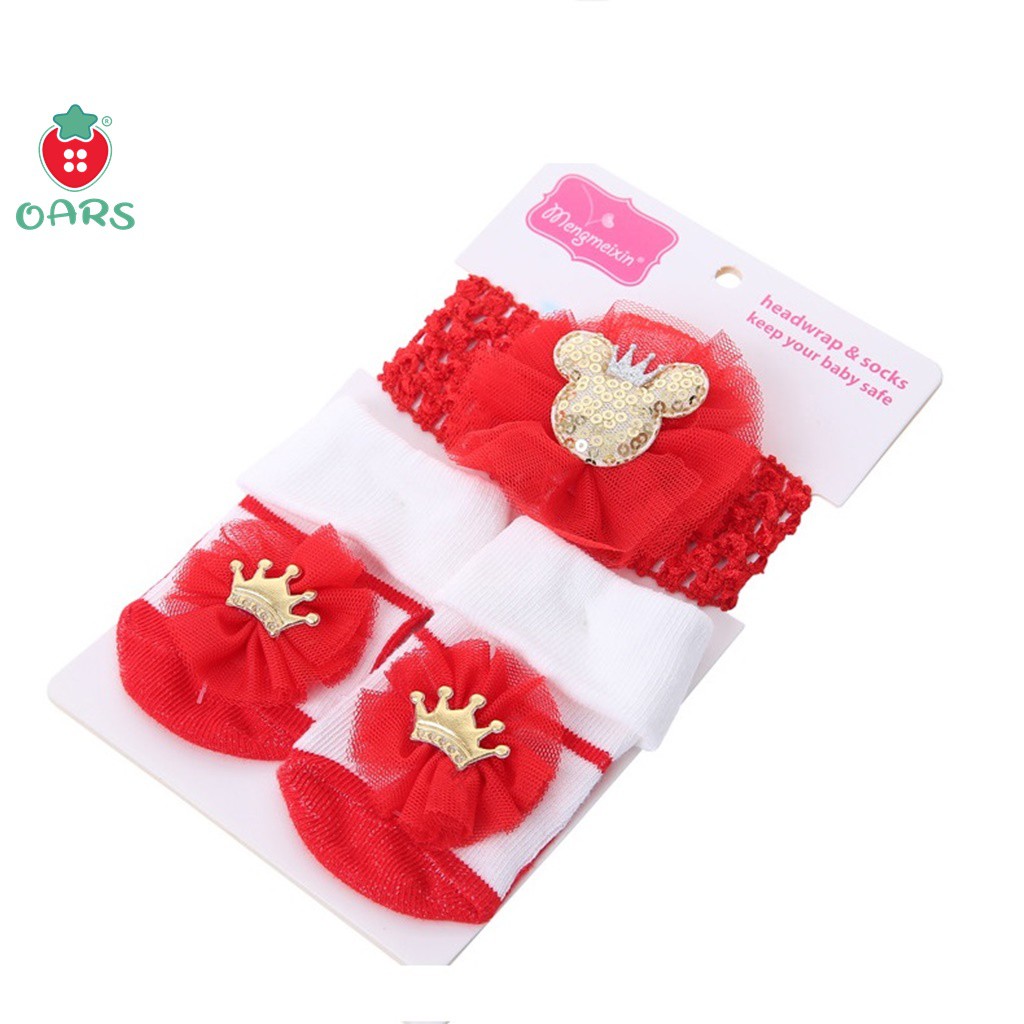 Set giày tất cho bé sơ sinh kèm băng đô đáng yêu thích hợp làm quà tặng từ 0-6-12 tháng MÀU đỏ, trắng, hồng