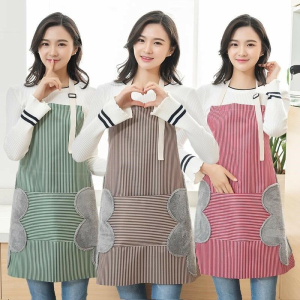 Tạp dề chống thấm nước, chống thấm dầu thiết kế 2 khăn lau tay phong cách Hàn Quốc (HÀNG ĐẸP)