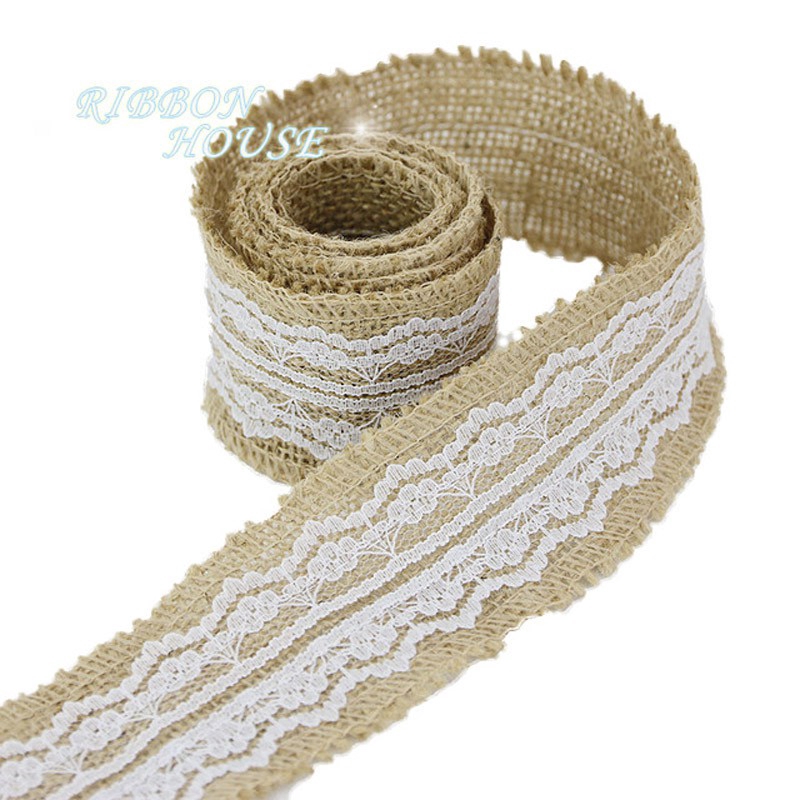 Cuộn ruy băng sợi đay tự nhiên để trang trí tiệc cưới dài 2m 5cm
