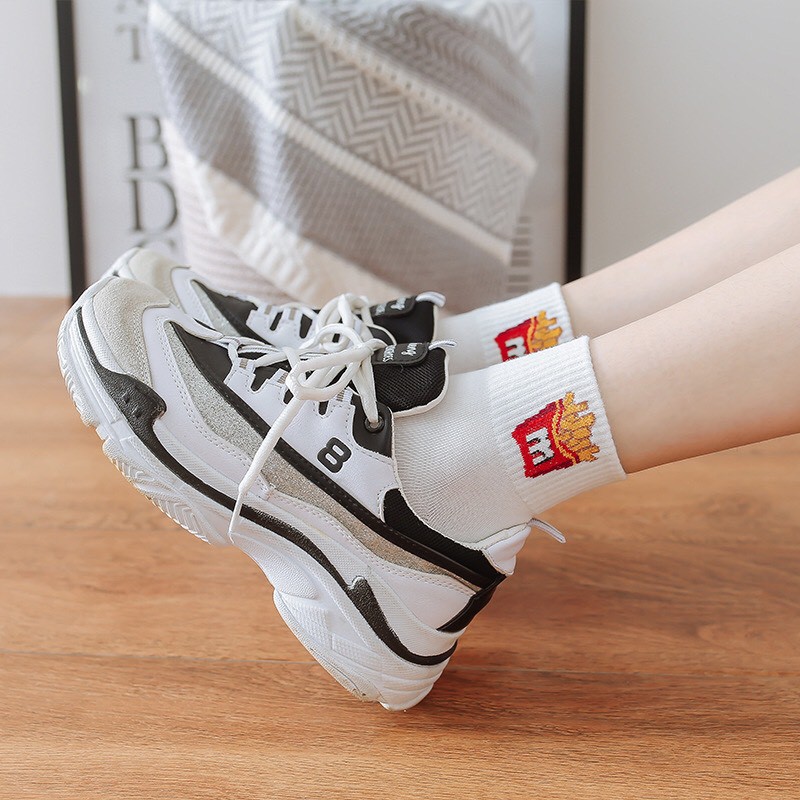 Vớ lửng/ tất lửng cổ sọc họa tiết thức ăn Mua Tất (muatatshop)