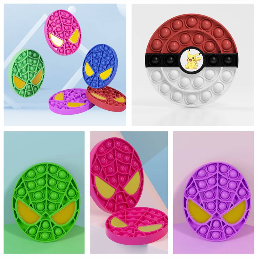 Pop It Marvel Spiderman Đồ Chơi Bóp Bong Bóng Cảm Biến Hình Pikachu Người Nhện Giải Tỏa Căng Thẳng Cho Người Lớn Để Bàn