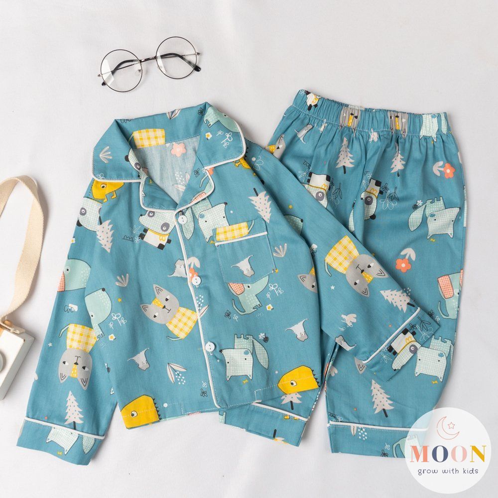 Bộ Đồ Ngủ Pijama Chất Liệu Thô Cao Cấp Họa Tiết Siêu Dễ Thương Cho Bé