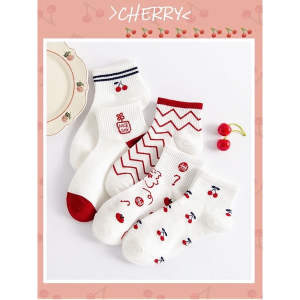 Tất Vớ Nữ Lalila Concept Quả Cherry Cotton Mềm Mại Vô Cùng Đáng Yêu LTN08