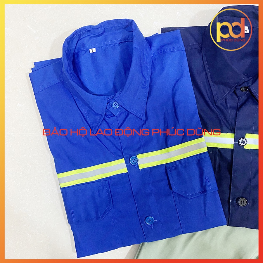 Áo bảo hộ lao động nam công nhân giá rẻ dài tay - chất Vải Hàn Quốc may kèm phản quang phát sáng trong bóng tối tiện lợi