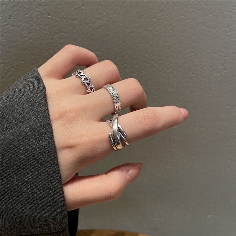 Set 3 nhẫn mặt số la mã độc đáo phong cách retro đơn giản thời trang unisex cho cả nam và nữ