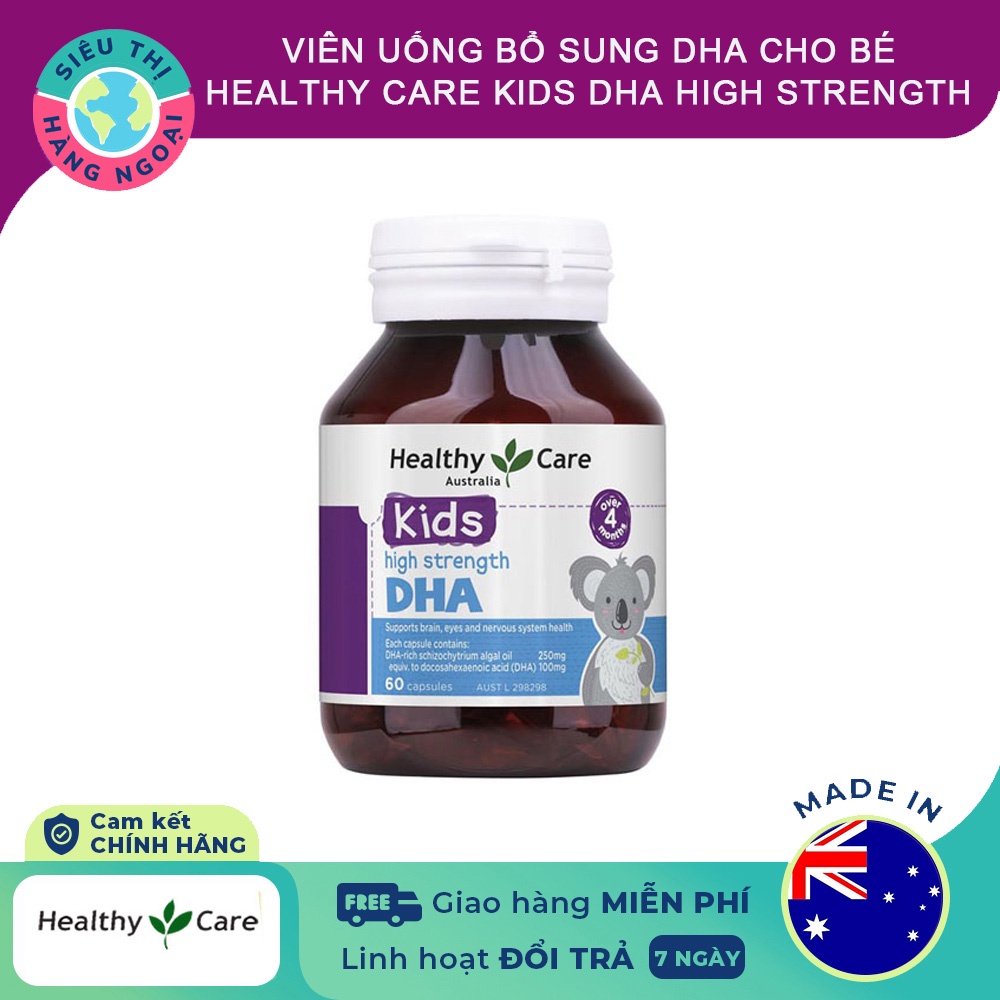 Viên uống bổ sung DHA cho bé Healthy Care Kids DHA High Strength Hộp 60 viên