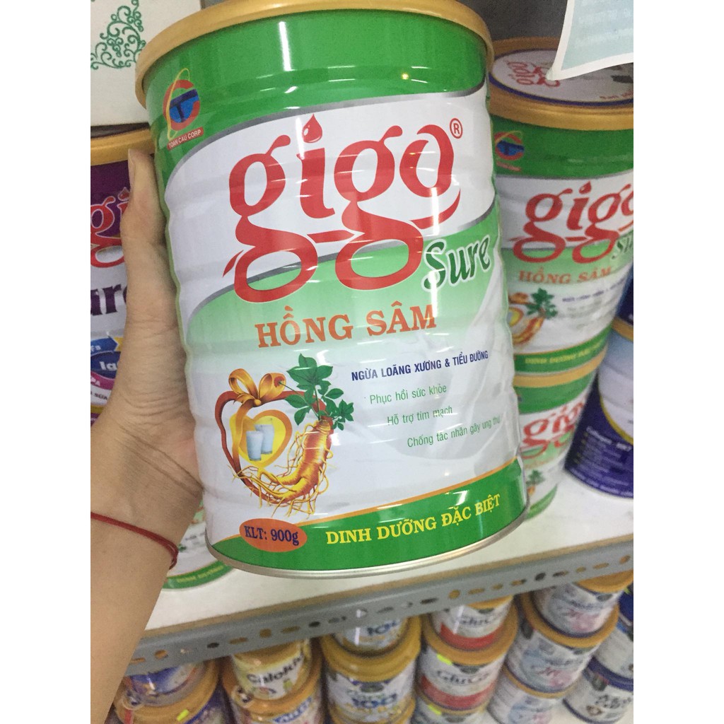 SỮA GIGO SURE Hồng sâm 900Gr: sữa bột giúp phòng ngừa loãng xương, xơ vữa động mạch và tiểu đường