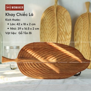 Khay Gỗ Hình Chiếc Lá Có Vân Độc Đáo Khay Trưng Bày Bánh Trà Cà Phê Trang Trí Quán Nhà Hàng Khách Sạn Phụ Kiện Decor
