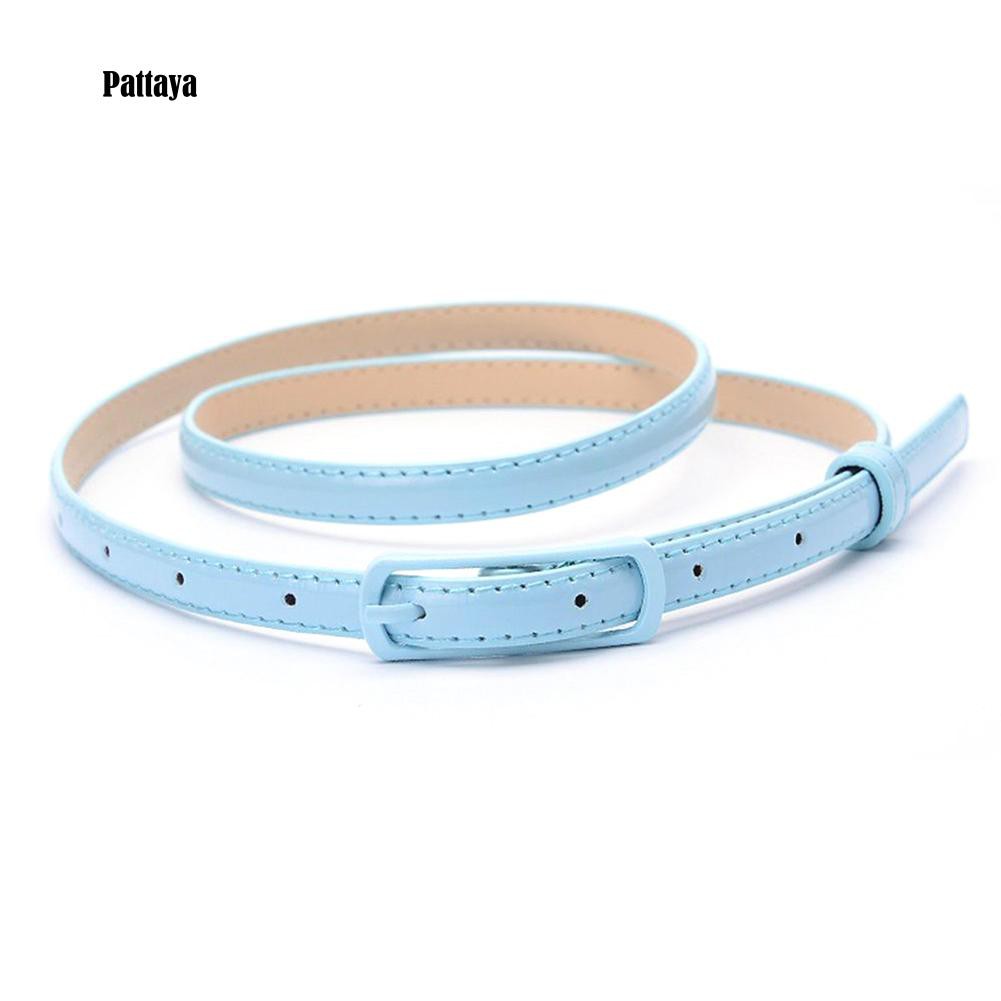 Thắt Lưng Giả Da Bản Nhỏ Khóa Kim Loại Thời Trang Cho Nữ