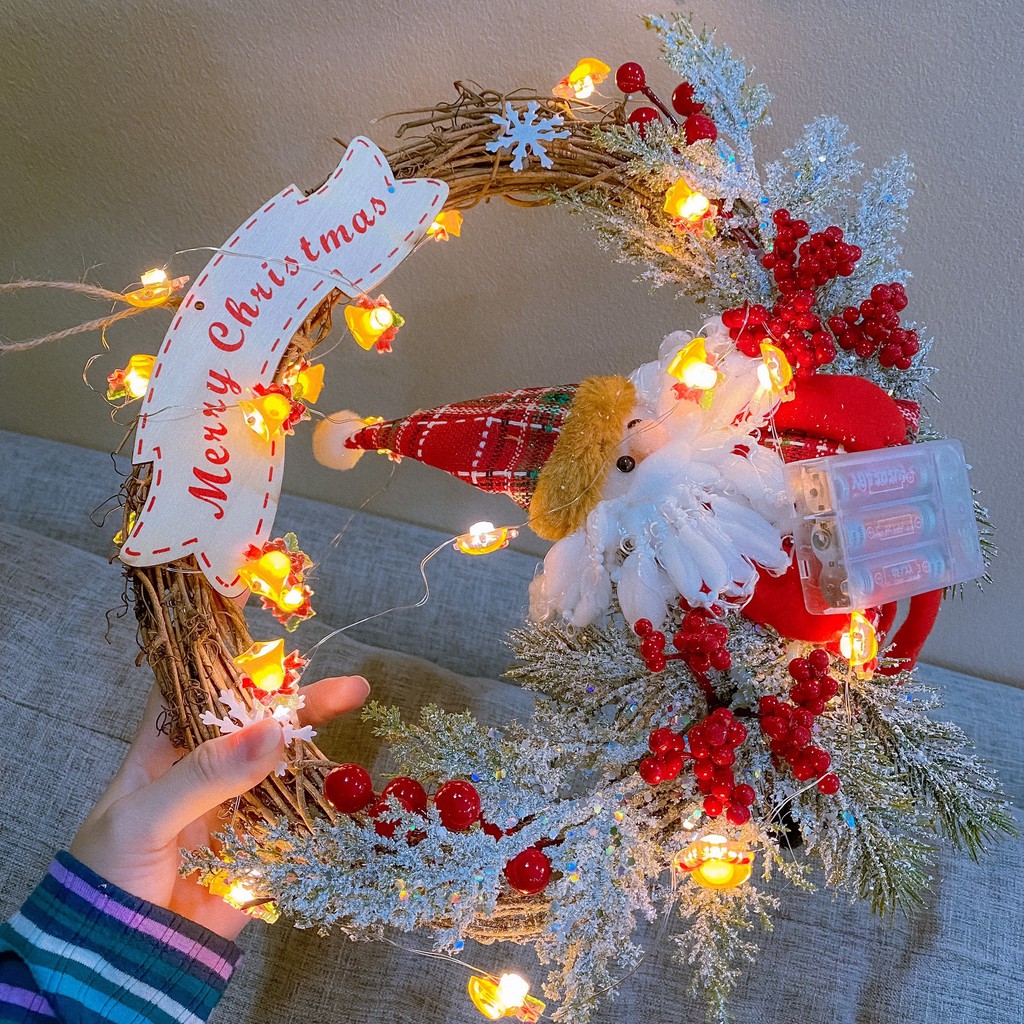 Vòng Nguyệt Quế Giáng Sinh Treo Cửa Trang Trí Noel Size To Và Nhỏ Bé Bebeshop