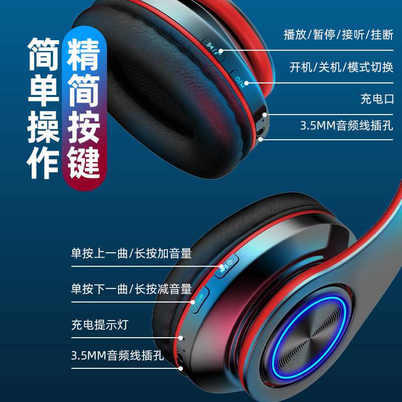 Tai Nghe Chụp Tai Bluetooth Có Đèn Phát Sáng Cho Điện Thoại Huawei Oppoandroid | BigBuy360 - bigbuy360.vn