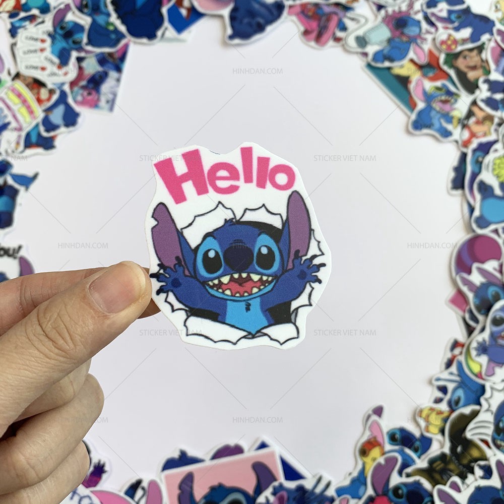 Sticker STITCH Lilo Hình Dán Chống Nước Trang Trí Va Li, Xe, Laptop, Nón Bảo Hiểm, tem dán stich