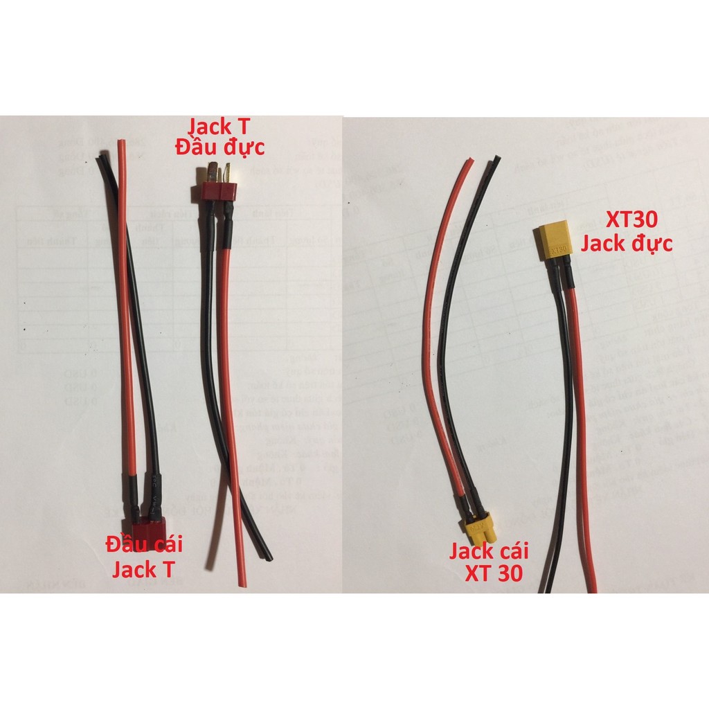 Dây nguồn đầu jack chữ T, XT30 các loại