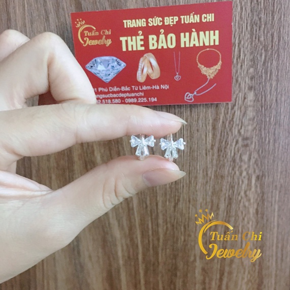 ⚡ẢNH THẬT⚡Bông Tai Nữ- Khuyên Tai Bạc Cao Cấp, Kiểu Dáng Nơ Đá Dễ Thương
