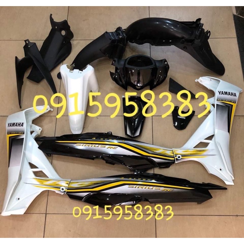 Bộ tem xe Sirius Rc trắng đen hàng cao cấp 3 lớp