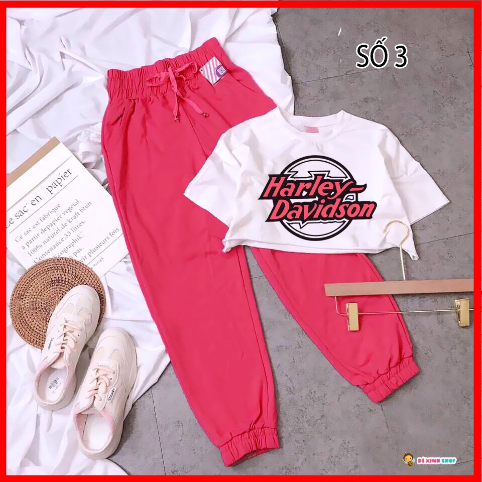 Set áo croptop quần jogger thể thao cho bé gái đi chơi SIZE ĐẠI