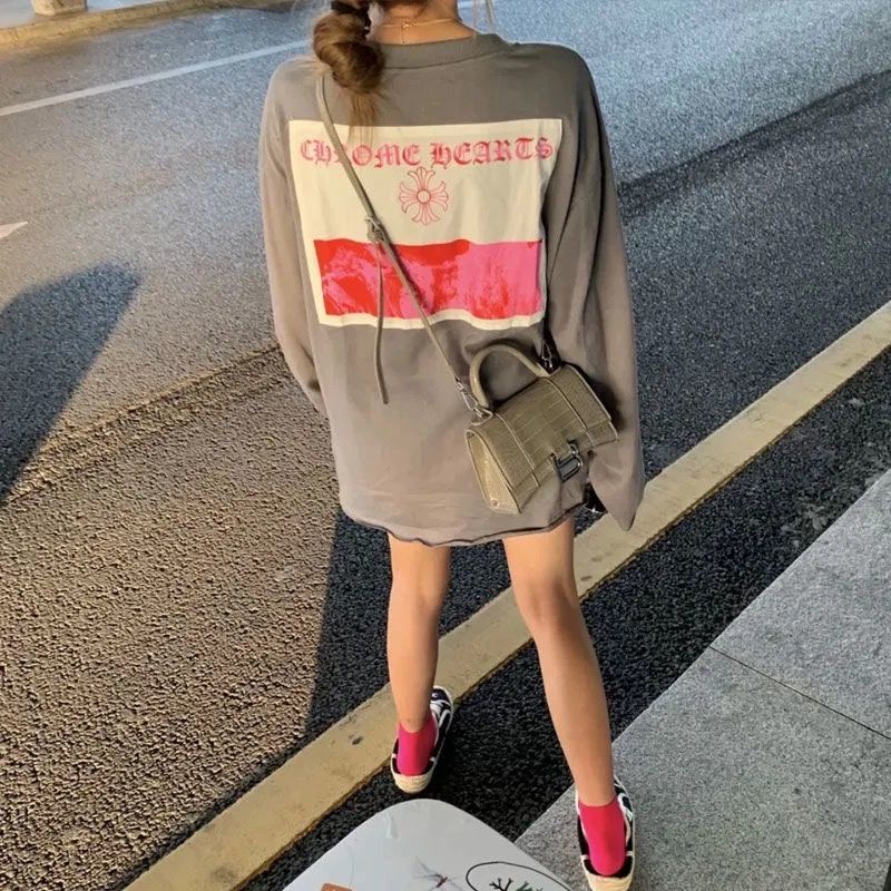 Áo Thun Tay Dài Dáng Rộng In Họa Tiết Hoa Phong Cách Hàn Quốc Thời Trang Xuân Hè Cho Nữ