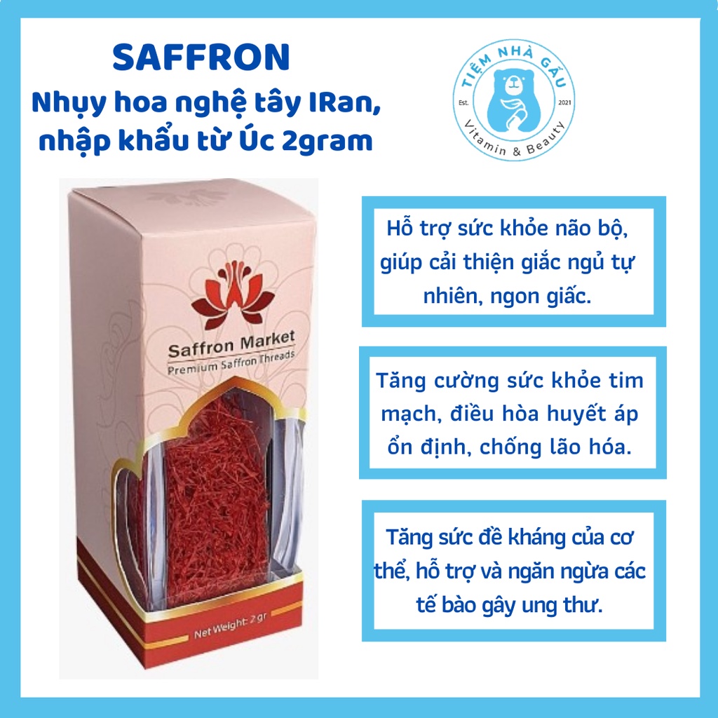 (2 gram Saffron) Nhụy hoa nghệ tây Iran, nhập khẩu Úc