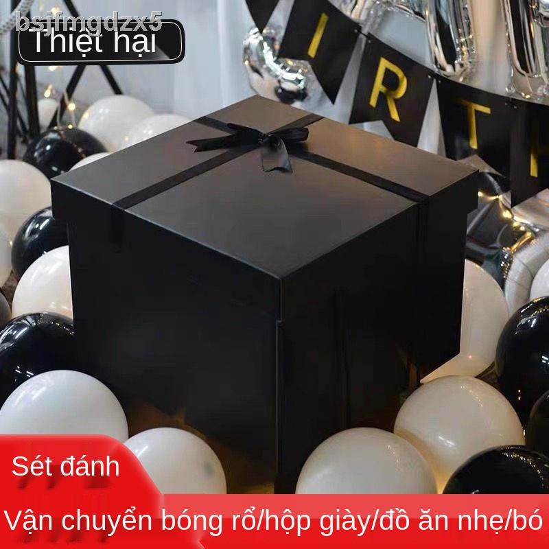 Hộp quà cực lớn màu đen sinh nhật sáng tạo cho nam và nữ, Tết Qixi trống
