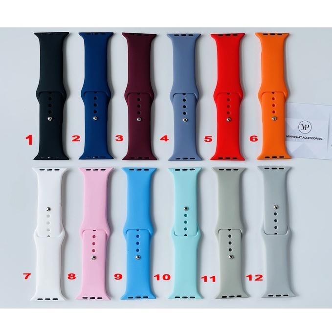 Dây silicon Cho Apple Watch Series 7 SE 6 5 4 3 2 1 Size 45mm 44mm 42mm 41mm 40mm 38mm