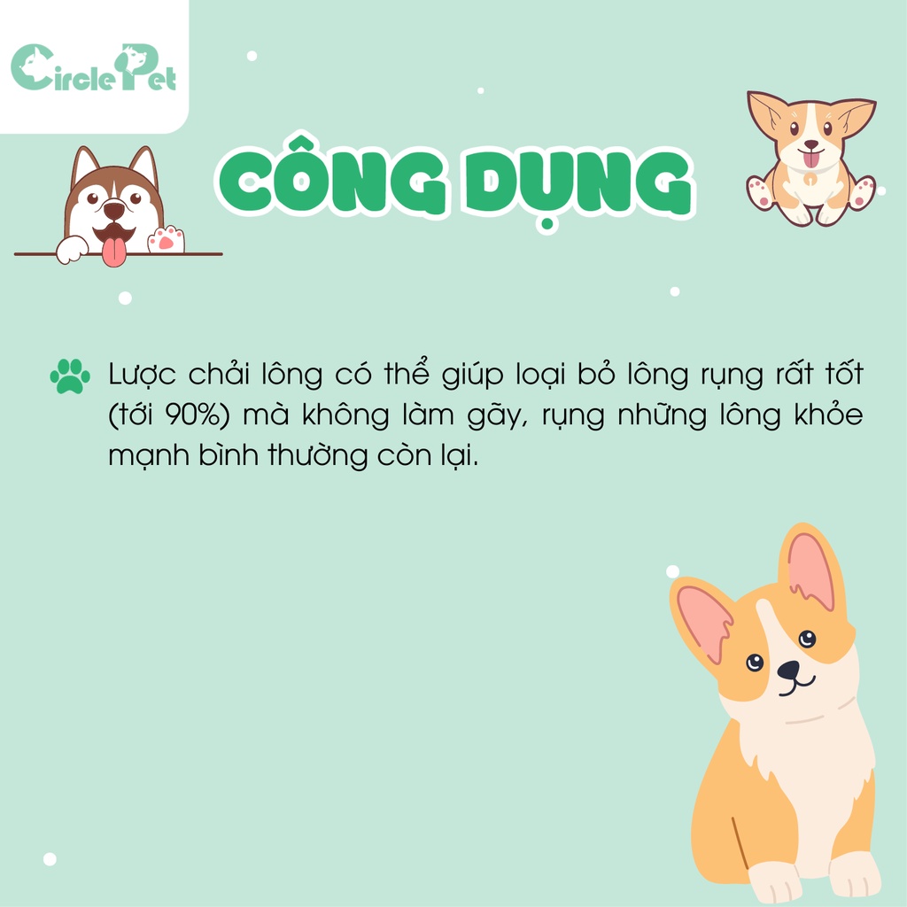 Lược Inox Grooming Chải Lông Thẳng Cho Chó Mèo - Circle Pet