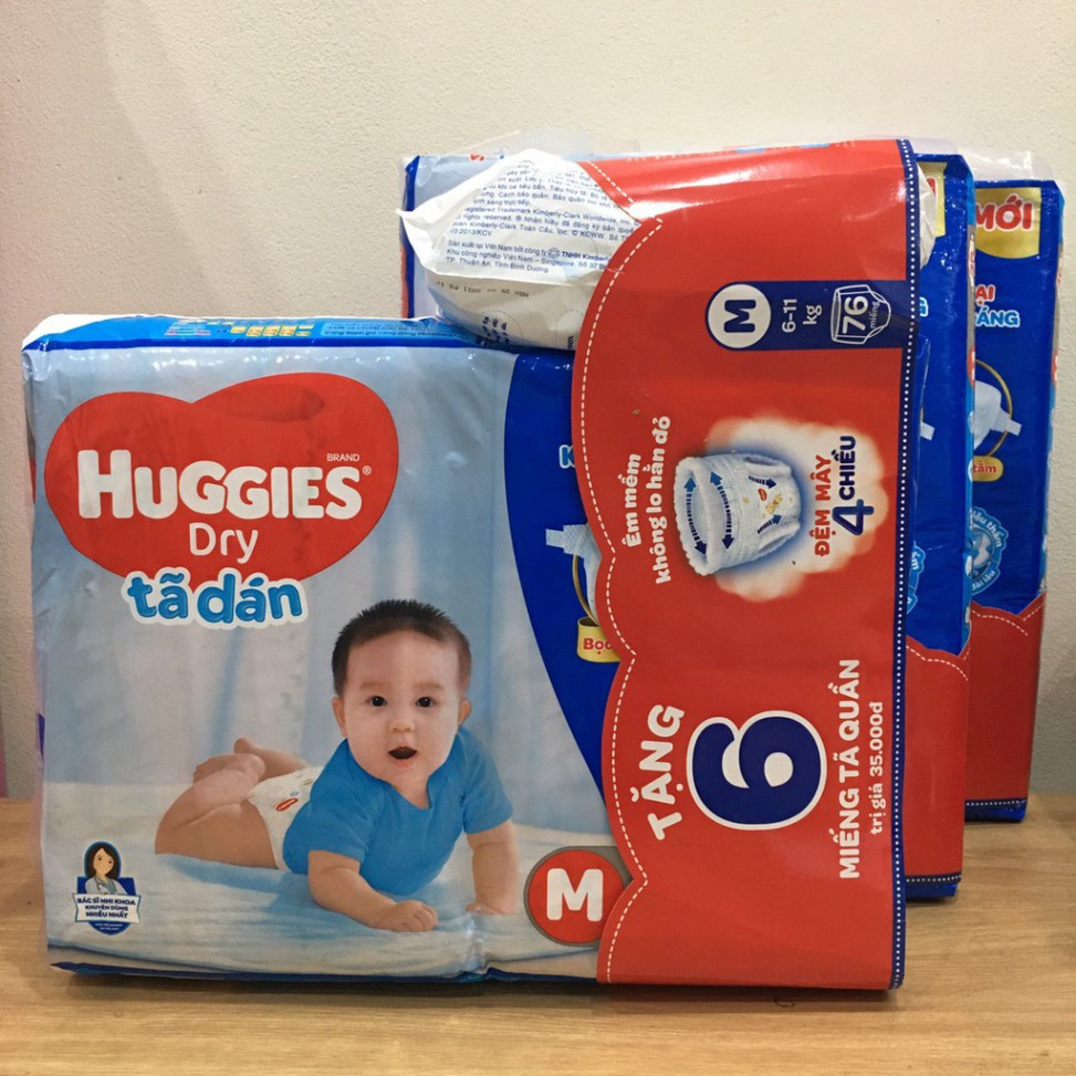 [Freeship] Combo 03 tã dán Huggies size M76, M76+6tq bọc kén con tằm(cho trẻ 6-11kg) _Hàng mới,có sẵn