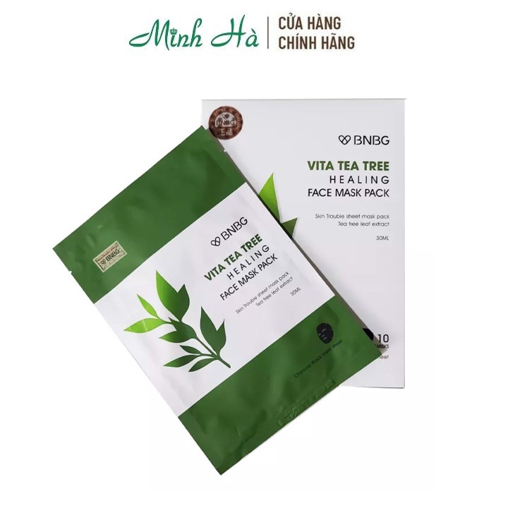 Mặt nạ BNBG tràm trà Vita Tea Tree Healing Face Mask Pack 30ml giúp thải độc da, giảm mụn